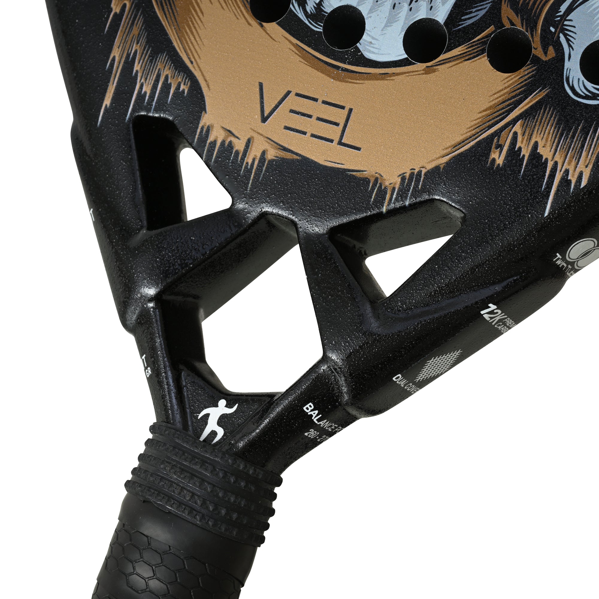 VEEL Fear Skull Padel Racket – 3K Carbon Fiber Paddle for Advanced Players | Power & Spin Performance
