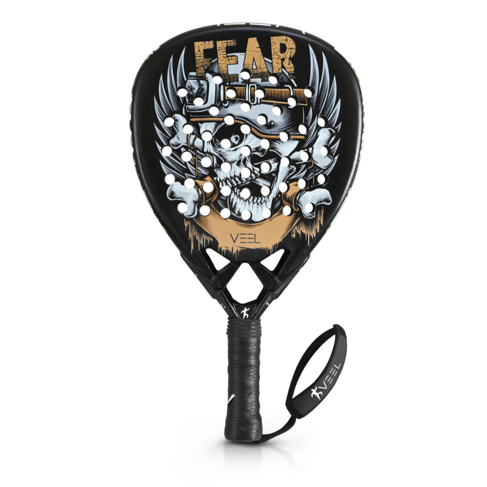 VEEL Fear Skull Padel Racket – 3K Carbon Fiber Paddle for Advanced Players | Power & Spin Performance
