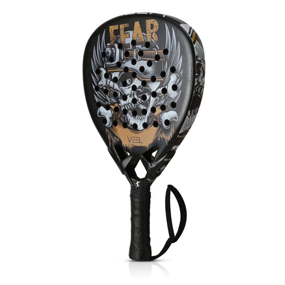 VEEL Fear Skull Padel Racket – 3K Carbon Fiber Paddle for Advanced Players | Power & Spin Performance