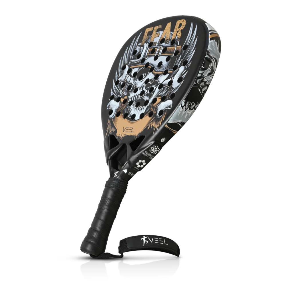 VEEL Fear Skull Padel Racket – 3K Carbon Fiber Paddle for Advanced Players | Power & Spin Performance