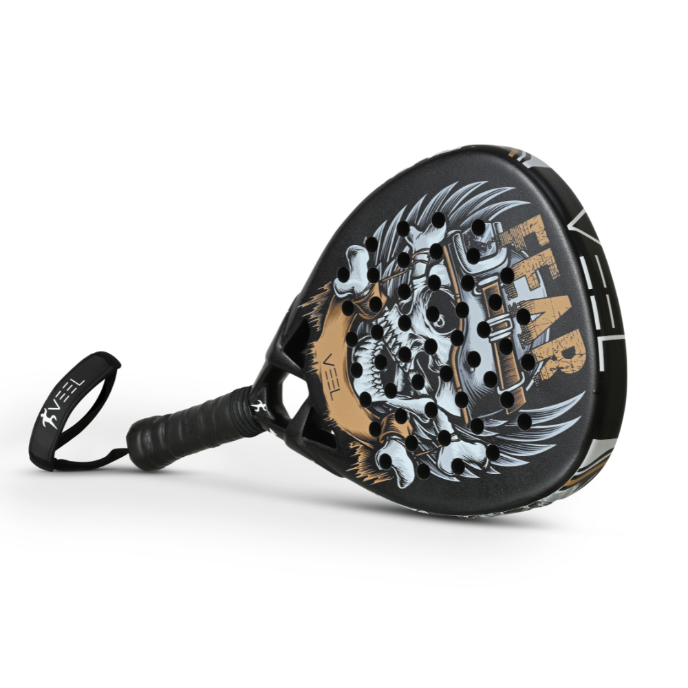 VEEL Fear Skull Padel Racket – 3K Carbon Fiber Paddle for Advanced Players | Power & Spin Performance
