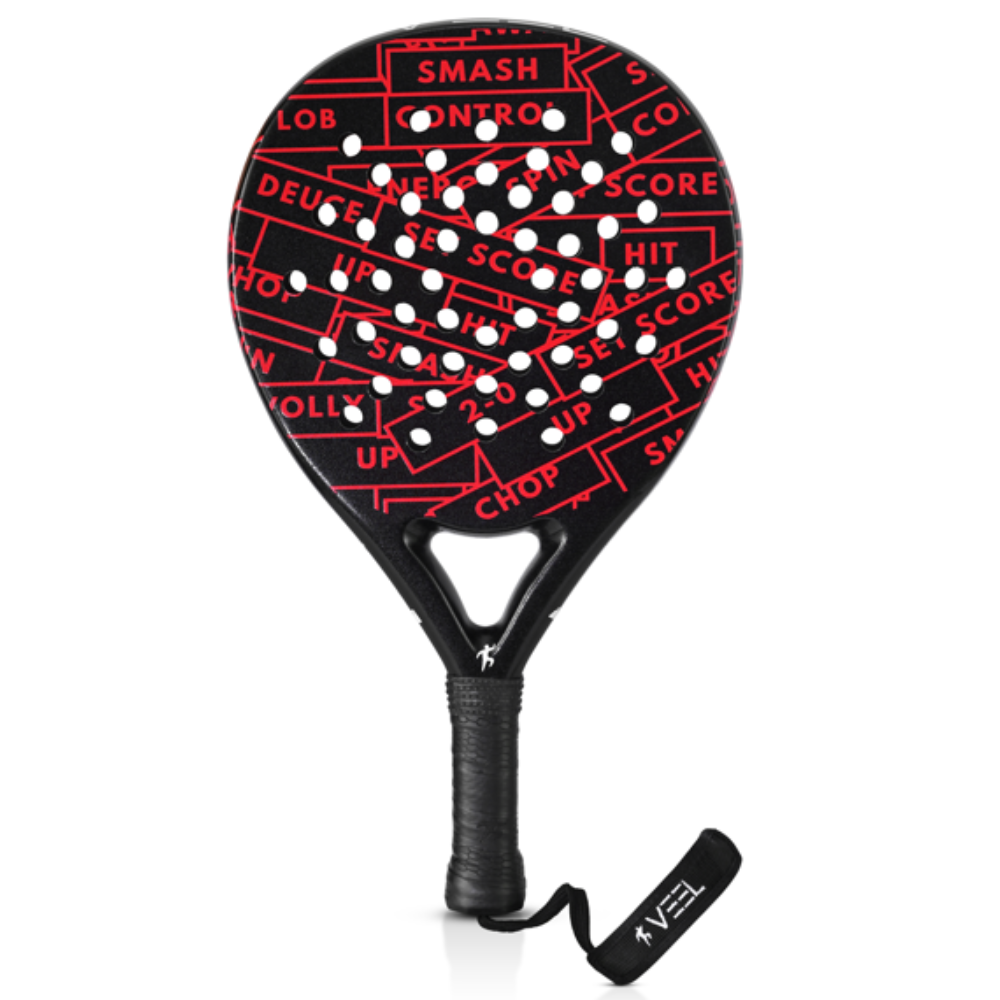 VEEL Score Red-Black Padel Racket – 3K Carbon Fiber Paddle with EVA Soft Core | Power, Control & Precision