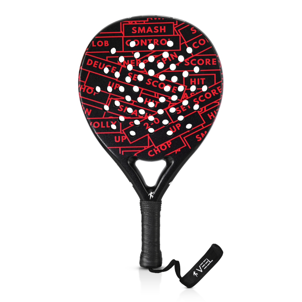 VEEL Score Red-Black Padel Racket – 3K Carbon Fiber Paddle with EVA Soft Core | Power, Control & Precision