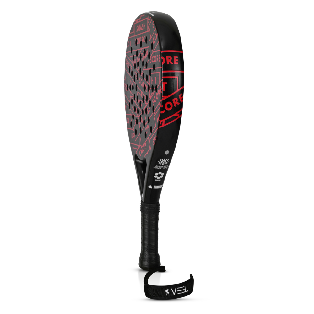 VEEL Score Red-Black Padel Racket – 3K Carbon Fiber Paddle with EVA Soft Core | Power, Control & Precision