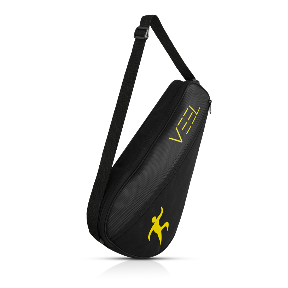 VEEL Padel Racket Bag – Lightweight Protective Carry Bag with Adjustable Shoulder Strap | Black & Yellow